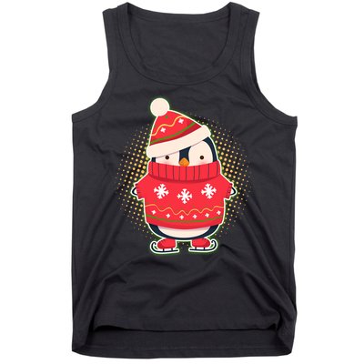 Christmas Holiday Penguin Skates Tank Top