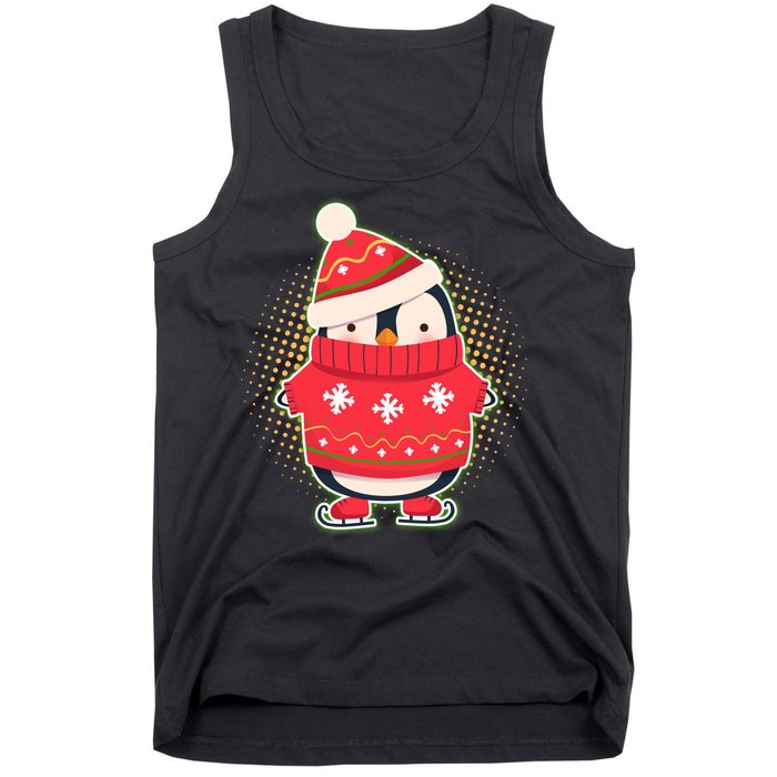 Christmas Holiday Penguin Skates Tank Top