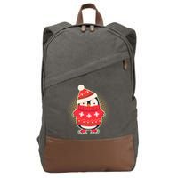 Christmas Holiday Penguin Skates Cotton Canvas Backpack