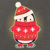 Christmas Holiday Penguin Skates Cotton Canvas Backpack