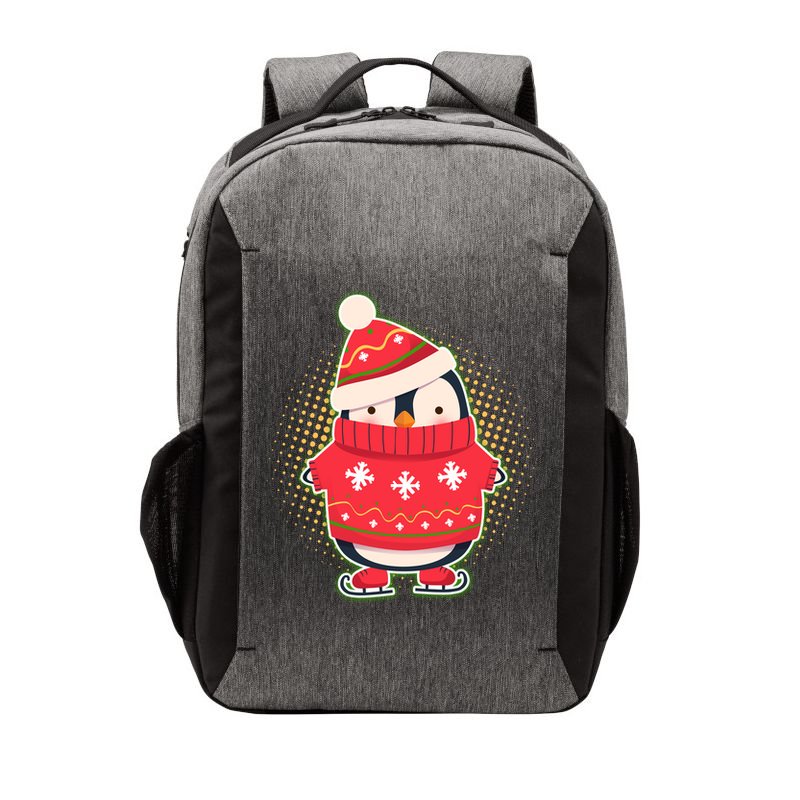 Christmas Holiday Penguin Skates Vector Backpack