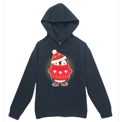 Christmas Holiday Penguin Skates Urban Pullover Hoodie