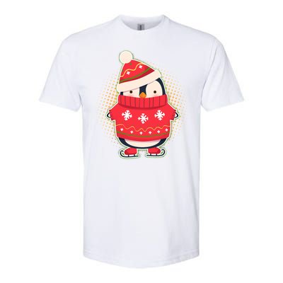 Christmas Holiday Penguin Skates Softstyle CVC T-Shirt