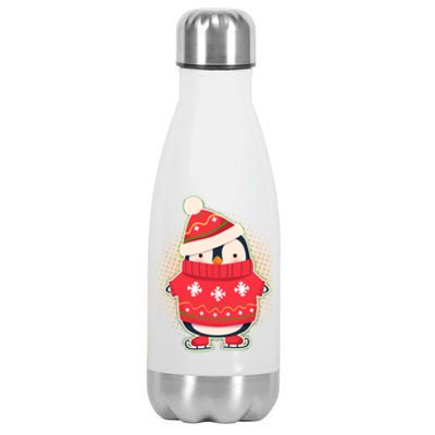 Christmas Holiday Penguin Skates Stainless Steel Insulated Water Bottle