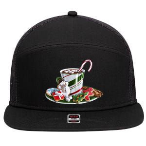 Christmas Hot Chocolate 7 Panel Mesh Trucker Snapback Hat