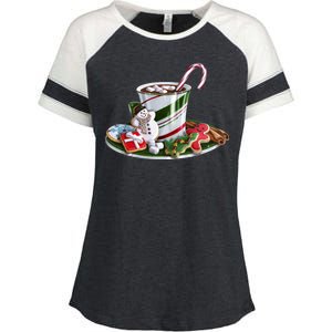 Christmas Hot Chocolate Enza Ladies Jersey Colorblock Tee