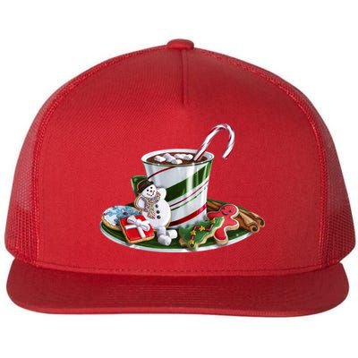 Christmas Hot Chocolate Flat Bill Trucker Hat