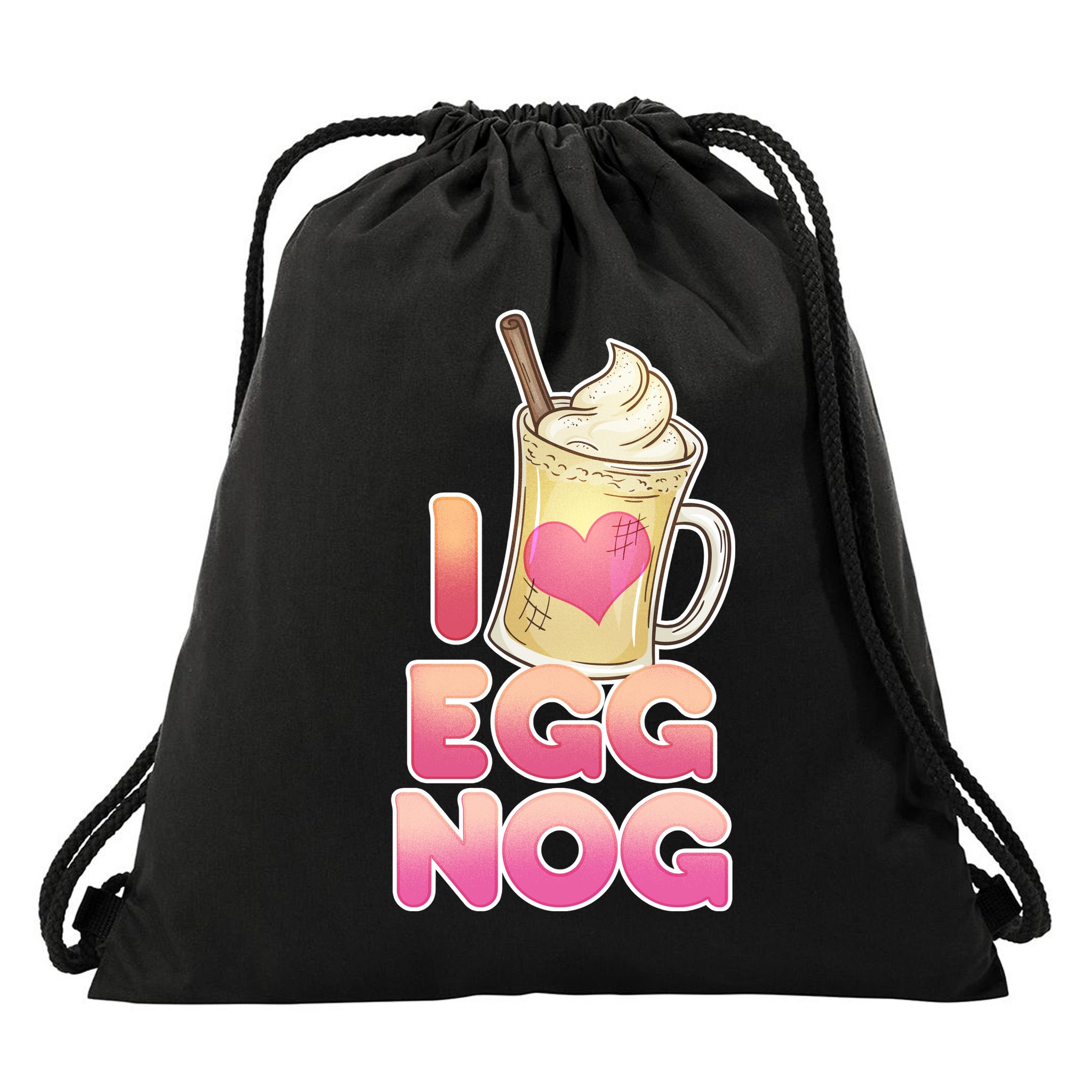 Christmas I Love Eggnog Drawstring Bag
