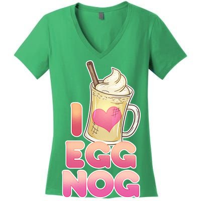 Christmas I Love Eggnog Women's V-Neck T-Shirt