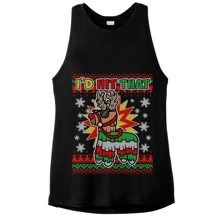 Christmas I'd Hit That Llama Pinata Ugly Sweater Ladies PosiCharge Tri-Blend Wicking Tank