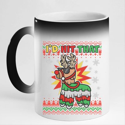 Christmas I'd Hit That Llama Pinata Ugly Sweater 11oz Black Color Changing Mug