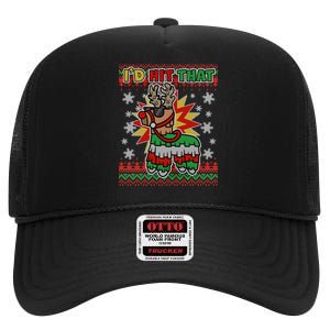 Christmas I'd Hit That Llama Pinata Ugly Sweater High Crown Mesh Back Trucker Hat