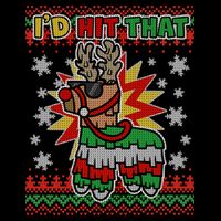 Christmas I'd Hit That Llama Pinata Ugly Sweater Button