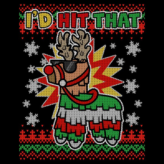 Christmas I'd Hit That Llama Pinata Ugly Sweater Button