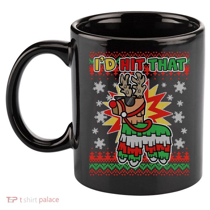 Christmas I'd Hit That Llama Pinata Ugly Sweater 11oz C Handle Ceramic Mug