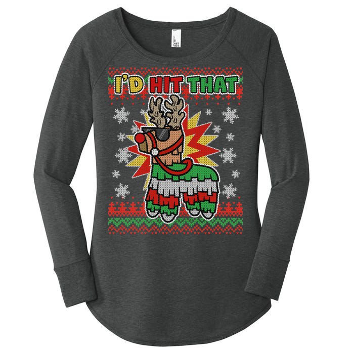 Christmas I'd Hit That Llama Pinata Ugly Sweater Women's Perfect Tri Tunic Long Sleeve Shirt