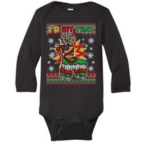 Christmas I'd Hit That Llama Pinata Ugly Sweater Baby Long Sleeve Bodysuit