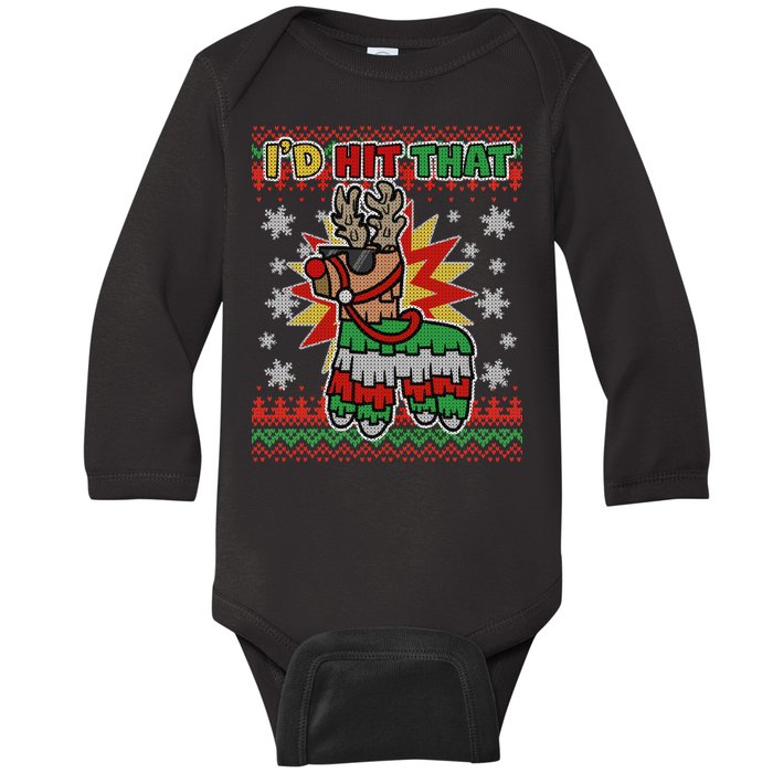 Christmas I'd Hit That Llama Pinata Ugly Sweater Baby Long Sleeve Bodysuit