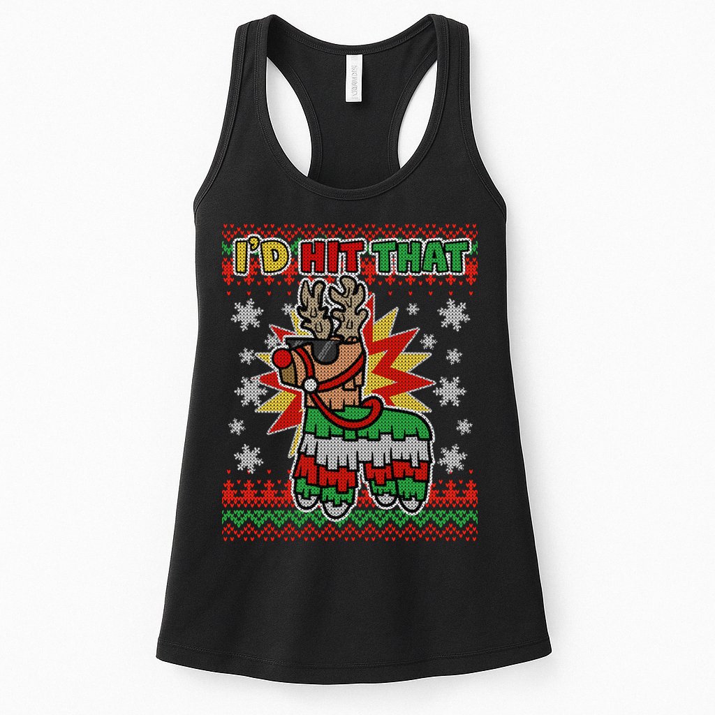 Christmas I'd Hit That Llama Pinata Ugly Sweater Womens Tank Top