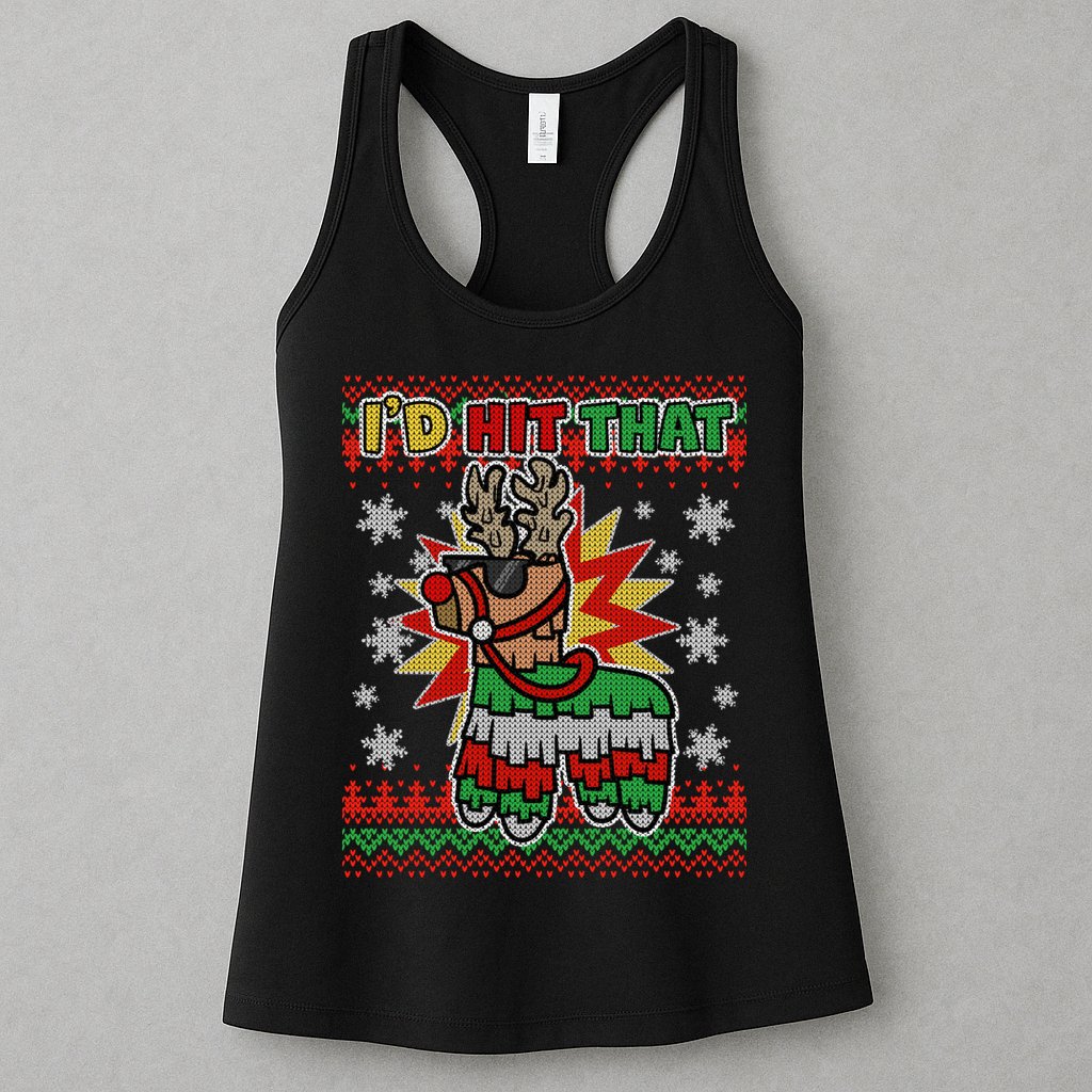 Christmas I'd Hit That Llama Pinata Ugly Sweater Womens Tank Top