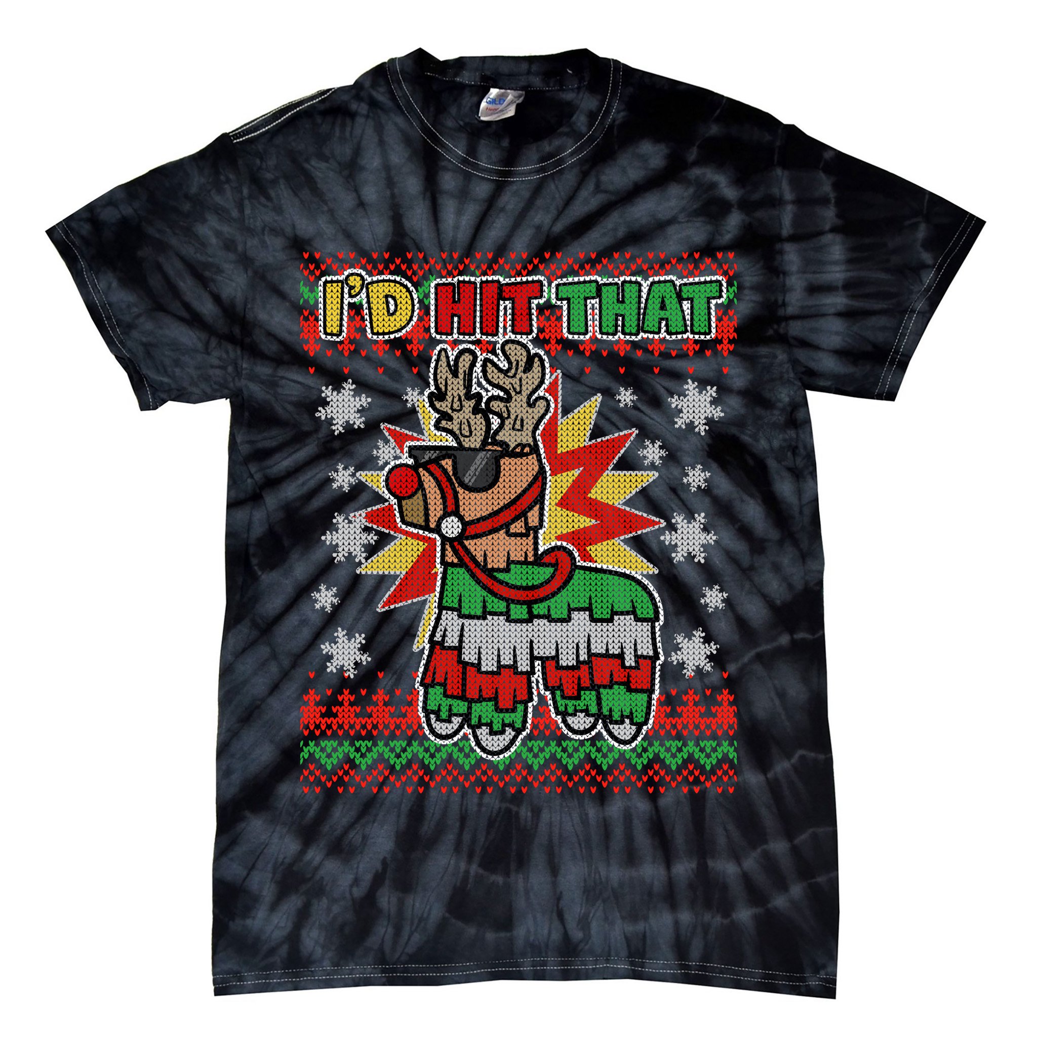 Christmas I'd Hit That Llama Pinata Ugly Sweater Tie-Dye T-Shirt