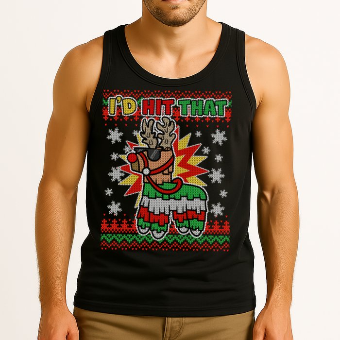 Christmas I'd Hit That Llama Pinata Ugly Sweater Tank Top