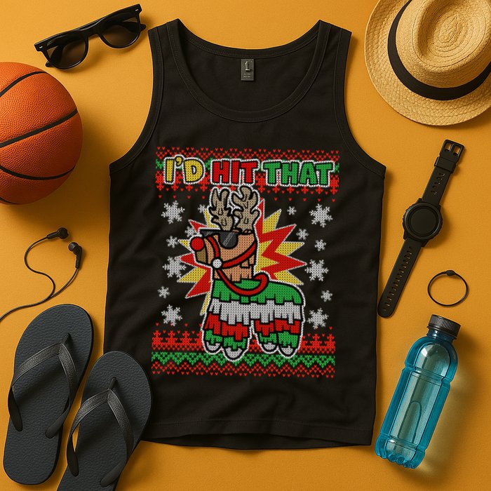 Christmas I'd Hit That Llama Pinata Ugly Sweater Tank Top