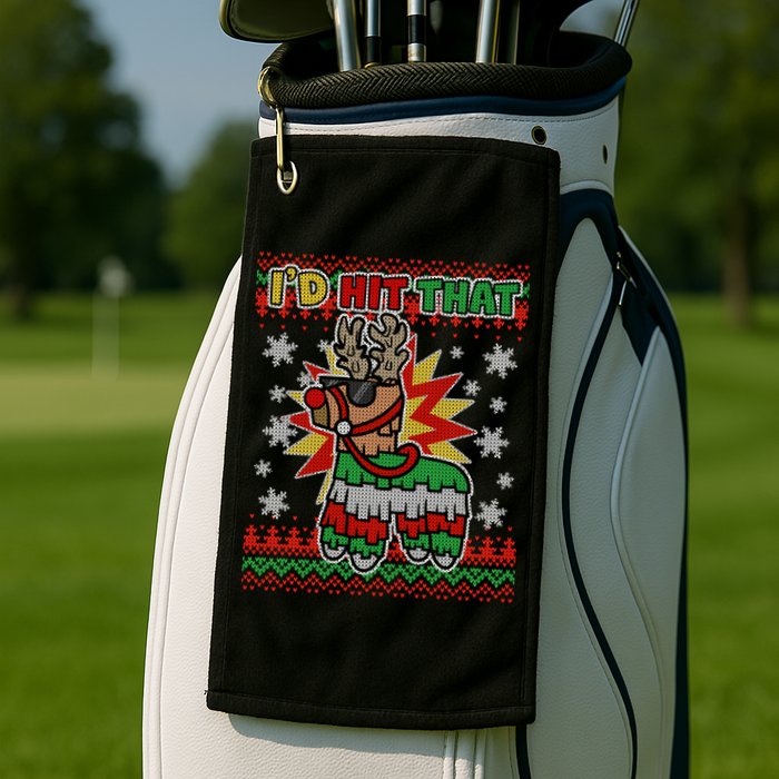 Christmas I'd Hit That Llama Pinata Ugly Sweater Golf Towel