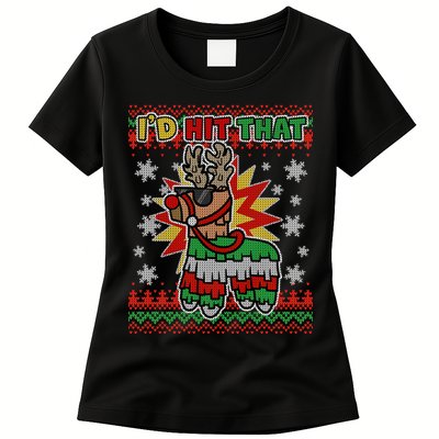 Christmas I'd Hit That Llama Pinata Ugly Sweater Womens T-Shirt