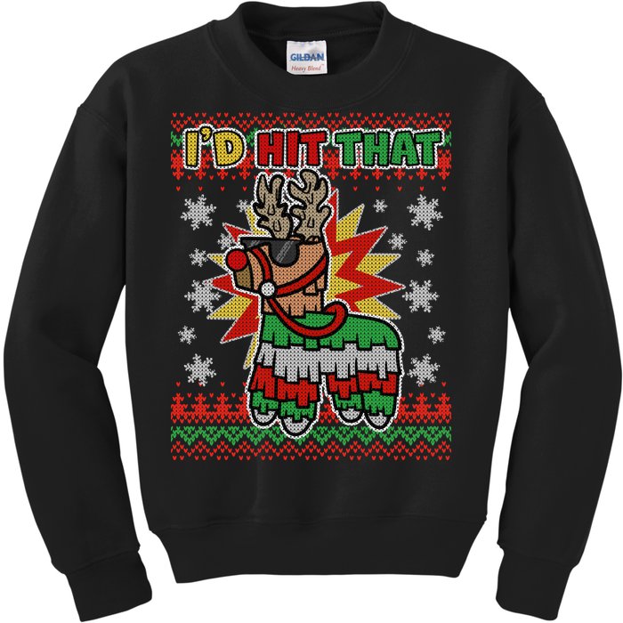 Christmas I'd Hit That Llama Pinata Ugly Sweater Kids Sweatshirt