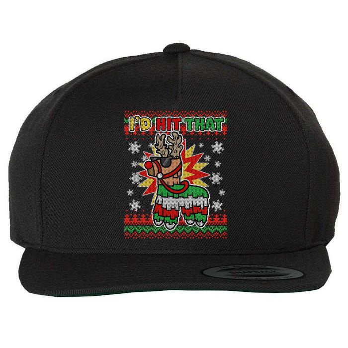 Christmas I'd Hit That Llama Pinata Ugly Sweater Wool Snapback Cap