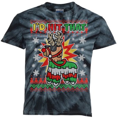 Christmas I'd Hit That Llama Pinata Ugly Sweater Kids Tie-Dye T-Shirt