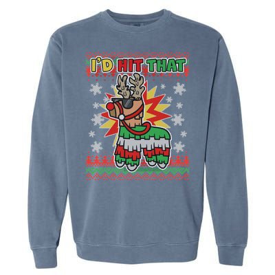 Christmas I'd Hit That Llama Pinata Ugly Sweater Garment-Dyed Sweatshirt