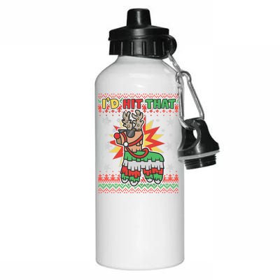 Christmas I'd Hit That Llama Pinata Ugly Sweater Aluminum Water Bottle