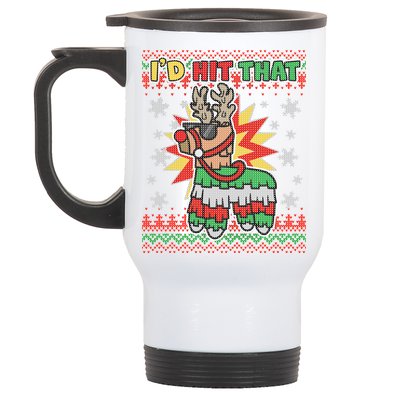 Christmas I'd Hit That Llama Pinata Ugly Sweater Stainless Steel Travel Mug