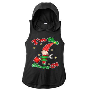 Christmas I'm The Sleepy Elf Ladies PosiCharge Tri-Blend Wicking Draft Hoodie Tank