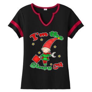 Christmas I'm The Sleepy Elf Ladies Halftime Notch Neck Tee