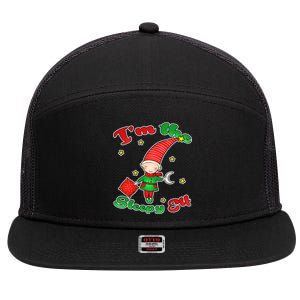 Christmas I'm The Sleepy Elf 7 Panel Mesh Trucker Snapback Hat