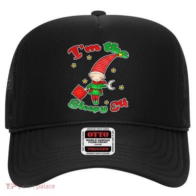 Christmas I'm The Sleepy Elf High Crown Mesh Back Trucker Hat