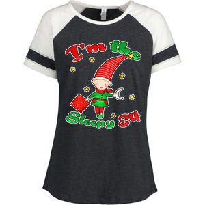 Christmas I'm The Sleepy Elf Enza Ladies Jersey Colorblock Tee