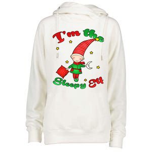 Christmas I'm The Sleepy Elf Womens Funnel Neck Pullover Hood