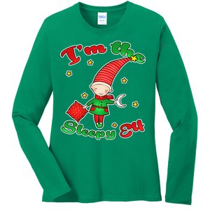 Christmas I'm The Sleepy Elf Ladies Long Sleeve Shirt