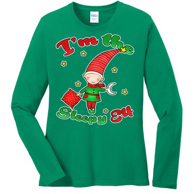 Christmas I'm The Sleepy Elf Ladies Long Sleeve Shirt