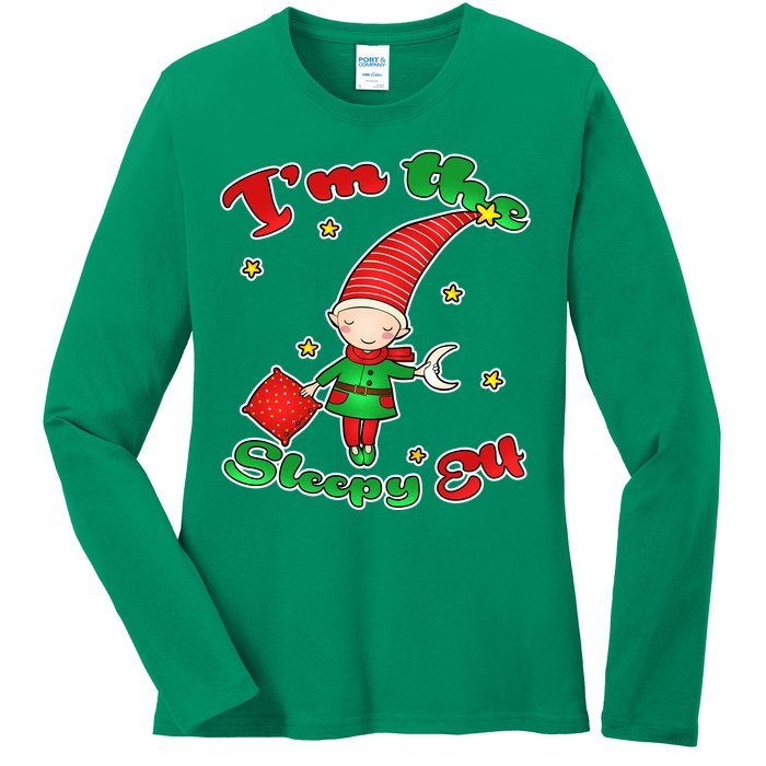 Christmas I'm The Sleepy Elf Ladies Long Sleeve Shirt