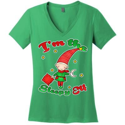 Christmas I'm The Sleepy Elf Women's V-Neck T-Shirt