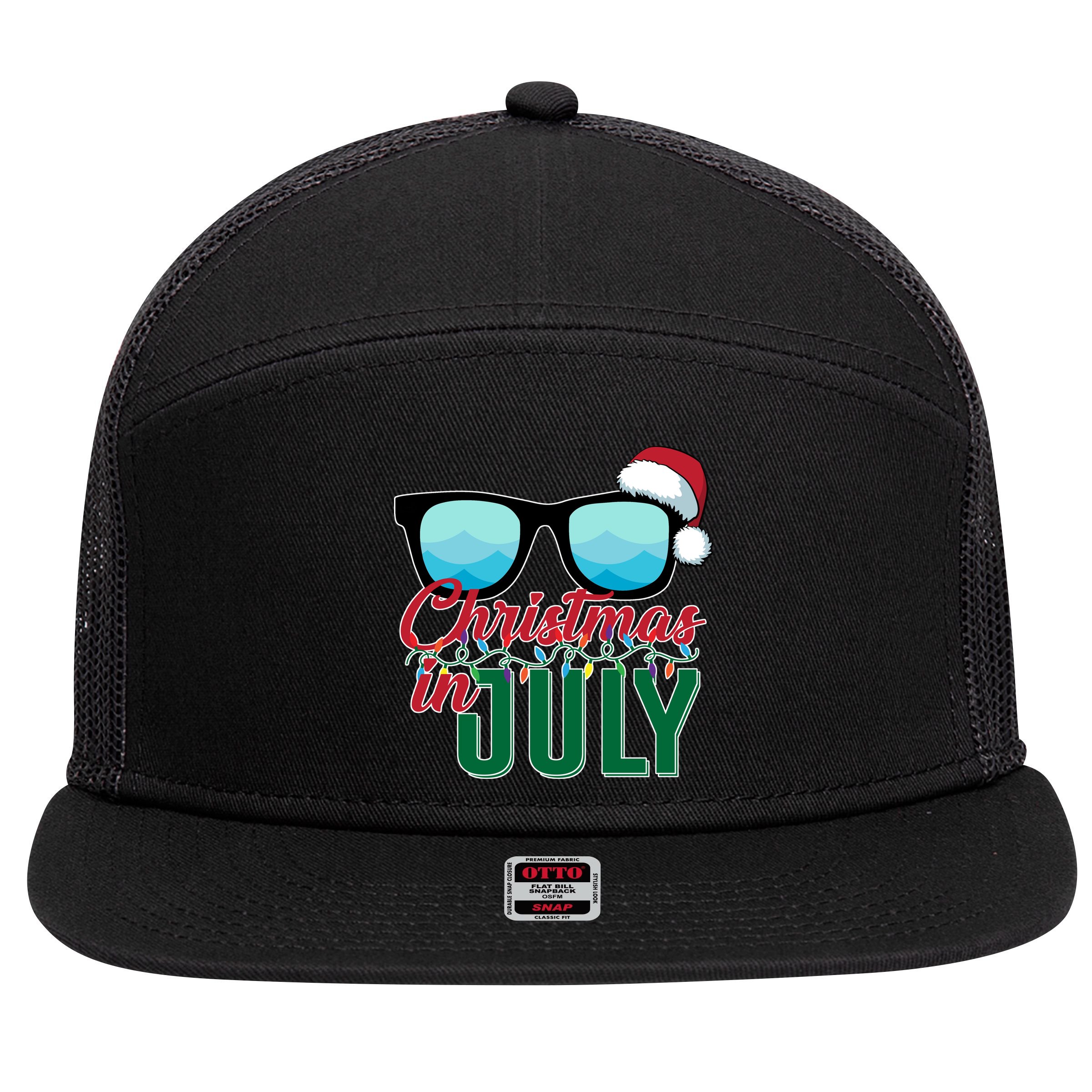 Christmas In July 7 Panel Mesh Trucker Snapback Hat