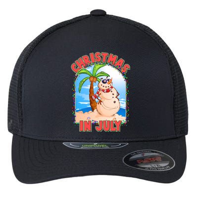 Christmas In July Beach Sand Snowman Flexfit Unipanel Trucker Cap