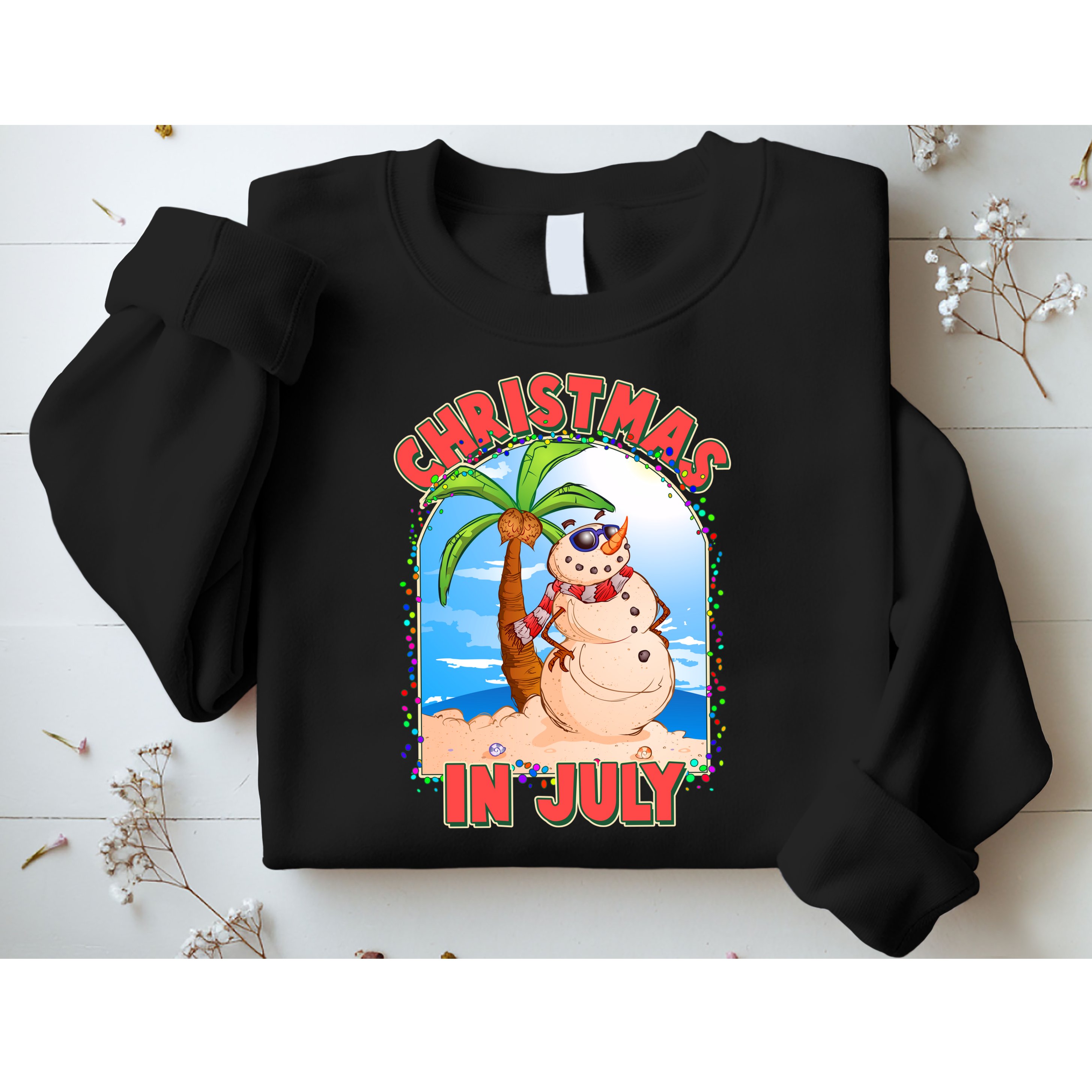 Christmas In July Beach Sand Snowman Sweatshirt