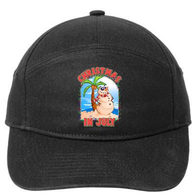 Christmas In July Beach Sand Snowman 7-Panel Snapback Hat