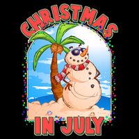 Christmas In July Beach Sand Snowman 7-Panel Snapback Hat